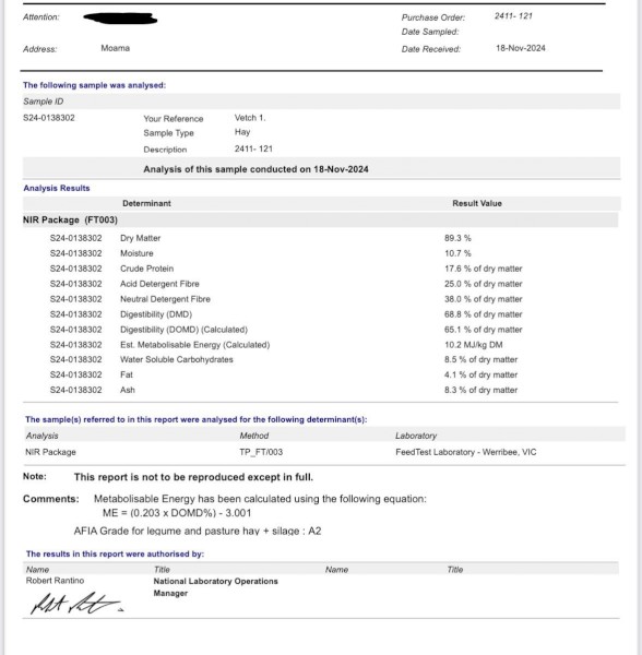 New Seasons Vetch Hay