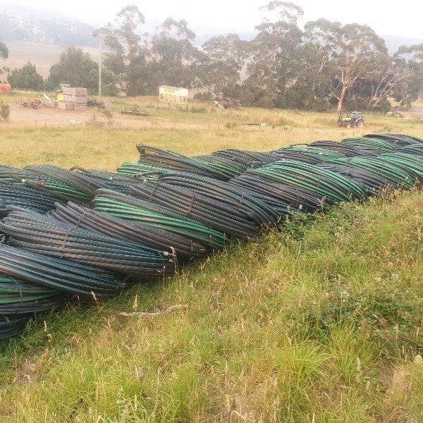 Under Auction - (A147) - 5 Rolls of 200m x 50mm Poly Irrigation Pipe 