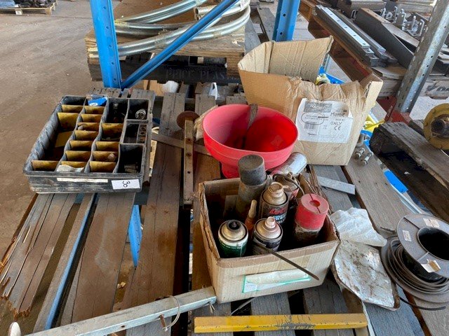 (A151) - Assorted Spray Cans, Hydraulic Fittings and Chair