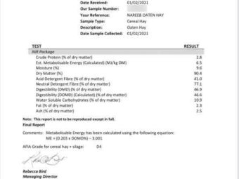 Oaten Hay 780kg 8x4x3 Bales