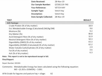 300mt Vetch Hay 600kg 8x4x3 Bales (19/20)