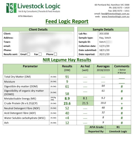 200mt Vetch Hay 600kg+ 8x4x3 Bales