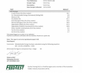 Vetch Hay   2500 Bales Shedded
