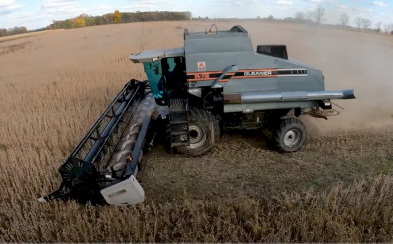 Gleaner R 72 Header with 36 ft Draper Tyne Reel front and Comb Trailer