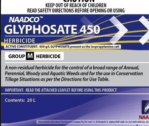 Naadco Glyphosate 450 20L Drums Ex Brisbane