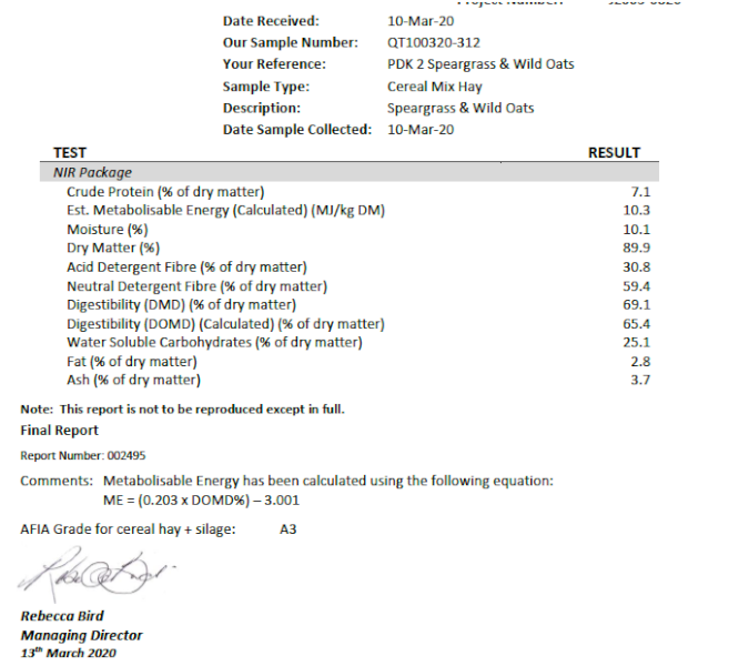 30mt Speargrass & Wild Oats Hay 400kg 8x4x3 Bales