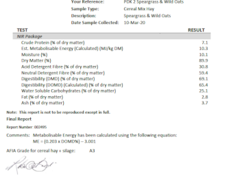 30mt Speargrass & Wild Oats Hay 400kg 8x4x3 Bales