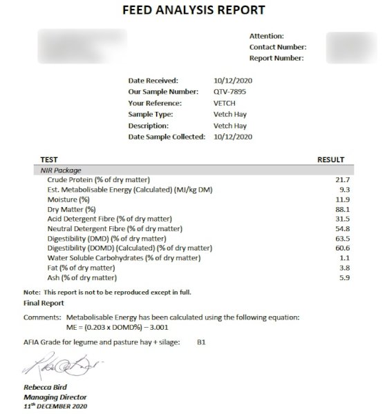 Vetch Hay 600-650kg 8x4x3 Bales Shedded