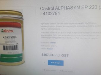 Under Auction - (A159)  Castrol 205Ltr Alphasyn EP 220 Ind. Gear Oil 