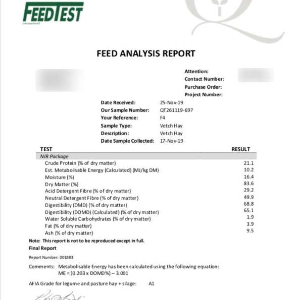 300mt Vetch Hay 8x4x3 Bales