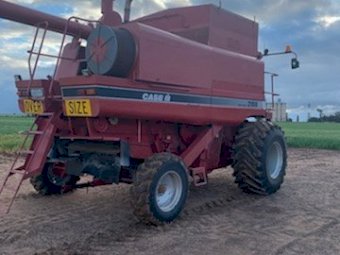 Case IH 2188 with Case IH 1020 30ft Flex Front with Trailer