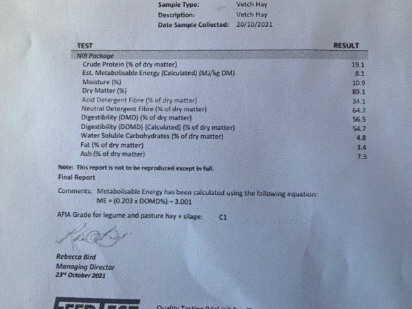 Vetch Hay 8x4x3 Bales (New Season 21/22)