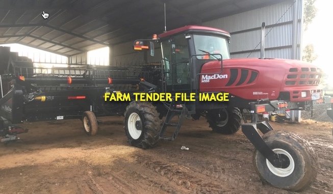 2012 MacDon M155 Windrower with 35ft Front with Trailer