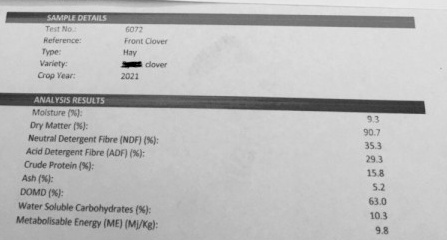 100mt Clover Hay 5x4 Rolls