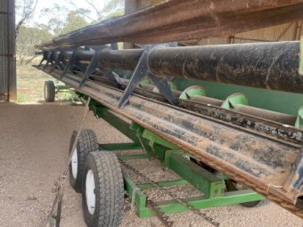 John Deere 9500 Header with 30ft Bat Reel Front & Trailer