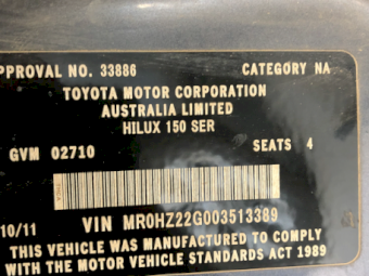 2011 Toyota Hilux SR 4x4 Extra Cab Ute