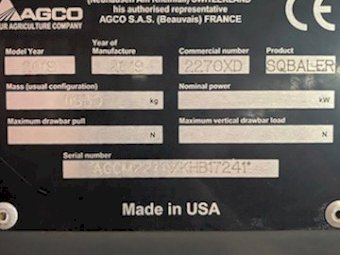 2019 Massey Ferguson 2270XD Large Square Baler