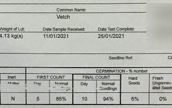 Popany Vetch Seed (Tested) - 1mt bags available