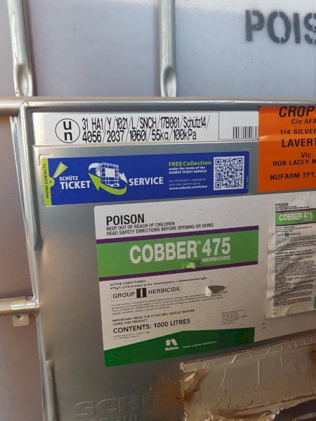 1 x 1000L Nufarm Cobber 475 Herbicide 2,4-D 475 g/l ($4.64/L)