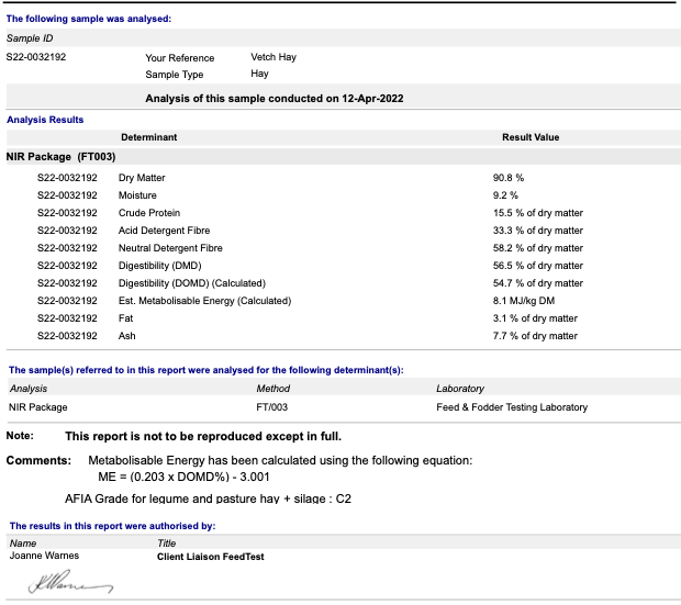 40mt Vetch Hay 650kg+ 8x4x3 Bales