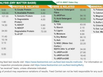 200mt Oaten Rye Grass Hay 450kg 5x4 Round Bales
