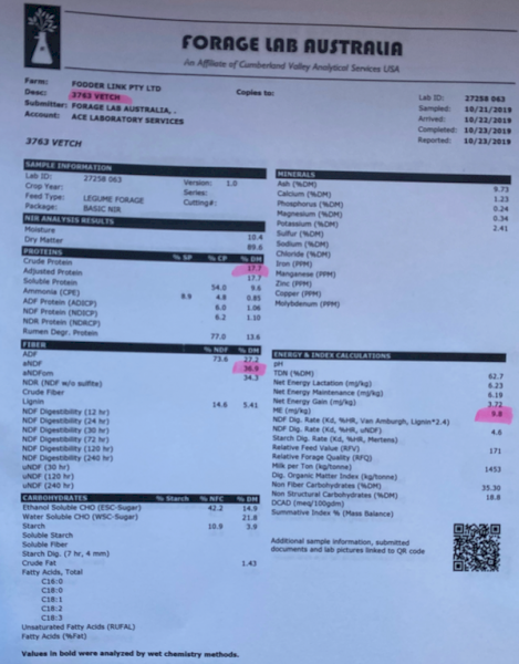 40mt Vetch Hay 640kg 8x4x3 Bales
