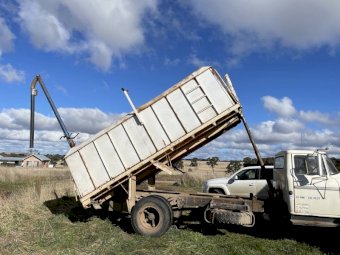 Dodge 600 Truck with Tipping Tray and Grain Bin