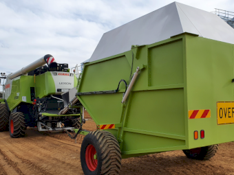2011 Claas Lexion 750 and Vario 1200 Front with Comb Trailer
