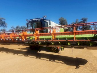 2011 Claas Lexion 750 and Vario 1200 Front with Comb Trailer