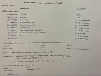 75mt Vetch Hay 500-520kg 8x4x3 Bales (150 Bales)