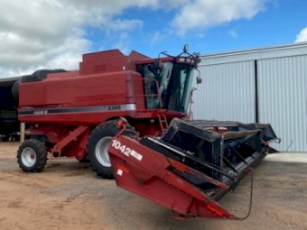 1999 Case IH 2388 Header with 36 ft. 1042 MacDon Front & Trailer