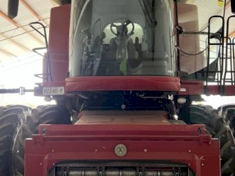 2012 Case IH 8230 Header with 2021 MacDon D140 Front & Trailer