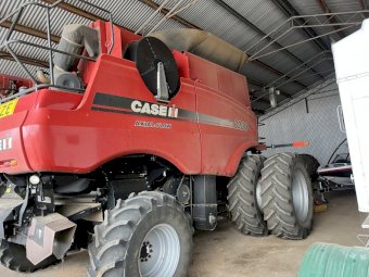 2012 Case IH 8230 Header with 2021 MacDon D140 Front & Trailer