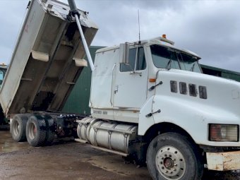 Under Auction - (A205) 1998 International Transtar Truck and Dog Trailer 