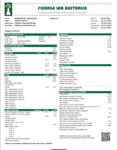 Vetch Hay 650kg 8x4x3 Bales (New Season 22/23)