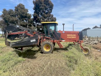 New Holland HW320 with 1052 Front and 18 ft Haybine Mower Front