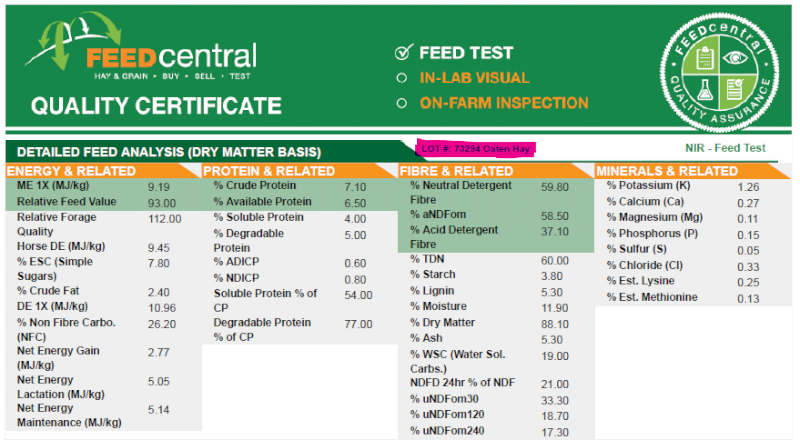 360mt Oaten Hay 550kg 8x4x3 Bales