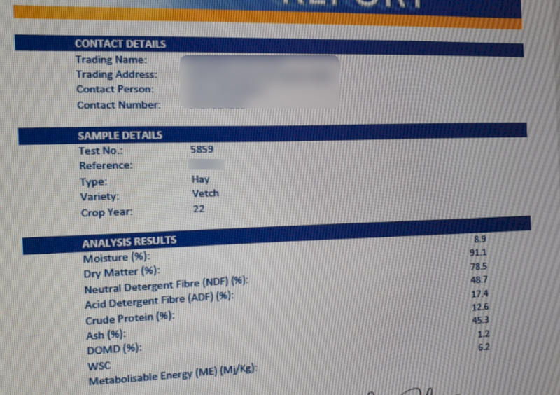 100mt Vetch Hay 650kg 8x4x3 Bales