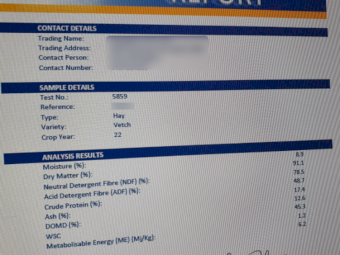 100mt Vetch Hay 650kg 8x4x3 Bales