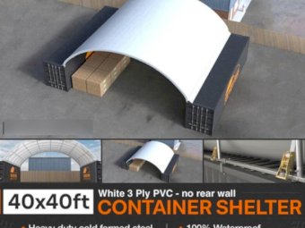 40 x 40 ft ( 12m x 12m) container dome with back wall GP or HC available