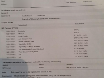 Barley Rye Hay 8x4x3 Bales (New Season 22/23)