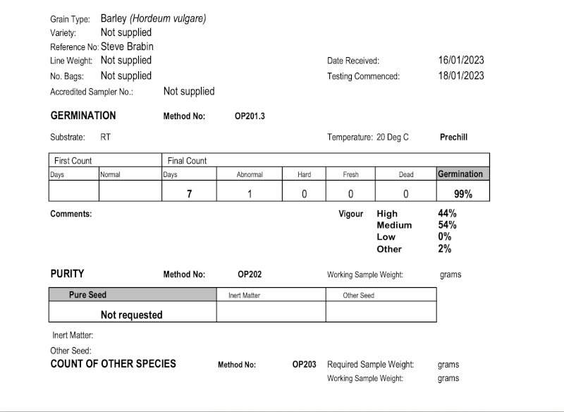 25 mt of Moby Barley Graded