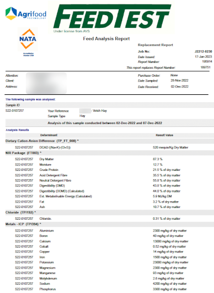 38mt Vetch Hay 550kg 8x4x3 Bales (New Season 22/23)