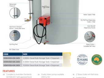 Polymaster 4,500ltr Diesel Bulk Storage Tank + Dispensing Kit - 240V
