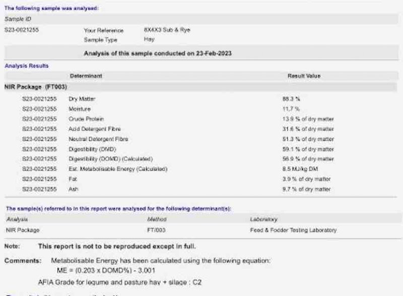Irrigated Sub Clover, Ryegrass and Lucerne Hay