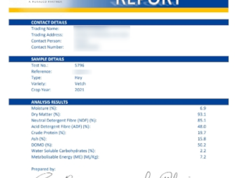 90mt Vetch Hay 580-600kg 8x4x3 Bales