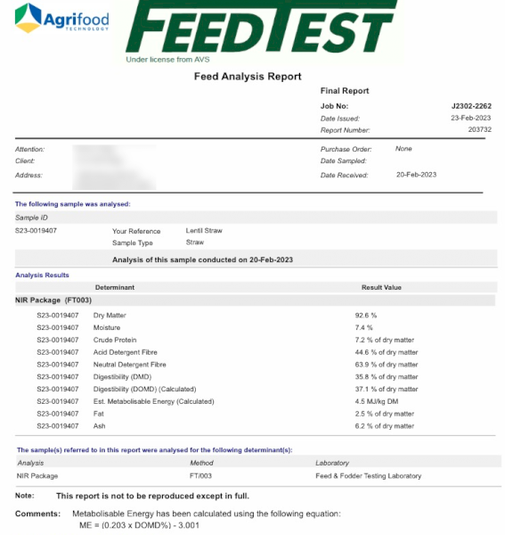 500mt Lentil Straw 650-700kg 8x4x3 Bales