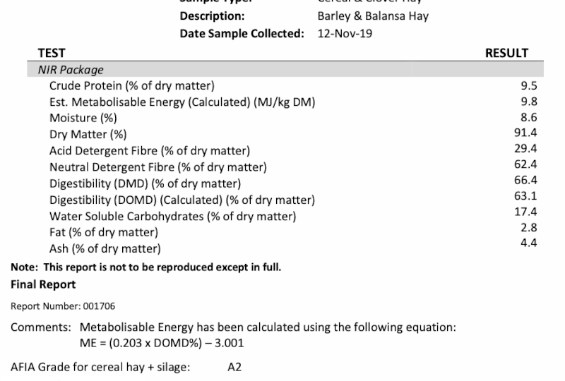 Balansa Clover and Barley Hay