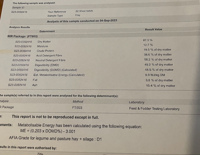 35mt Vetch Hay 550-600kg 8x4x3 Bales
