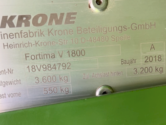 2018 Krone Fortima V1800 Round Baler